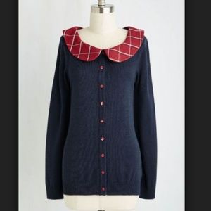 ModCloth Plaid Collar Cardigan, NWOT